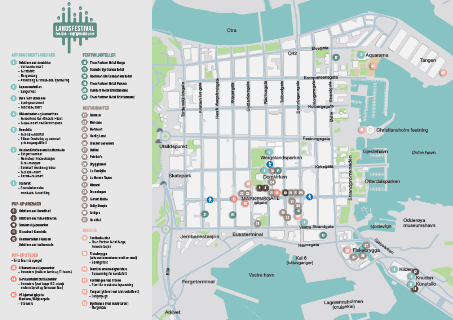 Foreløpig kart med merket festivalsteder, se pdf for å se tydelig